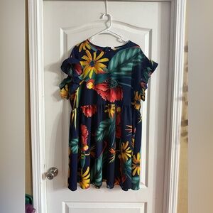 Unbranded Women’s Navy Floral Ruffle Sleeve Dress Sz XL Plus. D-1227